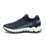 Championes Caterpillar Urban Tracks Sport, color azul marino con entresuela blanca y suela gris. Confeccionados en una combinación de cuero y malla, con cordones y suela de alta tracción.