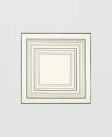 Fular cuadrado de lana con estampado geométrico de líneas negras sobre fondo color crema.