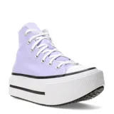 Championes Converse modelo Chuck Taylor All Star Lift Double Stack, color lila con plataforma blanca y detalles en negro.