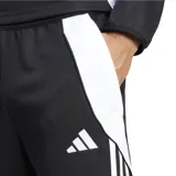 Pantalón de entrenamiento Adidas Tiro 24, color negro con detalles en blanco, confeccionado en tejido de punto doble reciclado con tecnología AEROREADY.