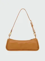 Cartera de hombro tipo shoulder bag Longchamp modelo Looong en talle S, color tostado, con diseño alargado, asa corta ajustable y herrajes metálicos.