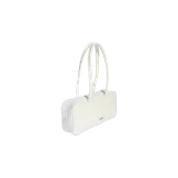 Cartera Adidas modelo Adicolor Elongated Airliner, color blanco con detalles en celeste claro y logo del Trifolio en dorado.