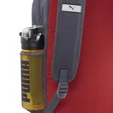 Mochila Puma Phase Colorblock gris, bordeaux y blanco con logo estampado en el frente.