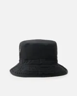 Gorro bucket Rip Curl Wetty Icon de color negro, con bordado frontal circular de la marca y ojal metálico lateral.