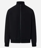 Campera bomber Marfinno para hombre, de color negro, confeccionada en poliamida con elastano y forro de poliéster. Cuenta con cuello alto, cierre frontal por cremallera y elástico en puños y cintura.