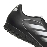 Championes de fútbol Adidas modelo Goletto IX TF, color negro con las icónicas tres tiras en blanco. Diseñados con suela de tapones pequeños para césped artificial, ofrecen un ajuste seguro y gran durabilidad.