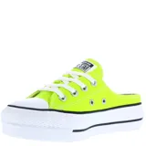 Championes tipo zueco Converse Mule Lift, color amarillo neón, con plataforma blanca y cordones blancos.