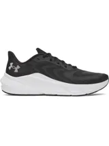 Championes Under Armour Turbulence 3, color negro con entresuela blanca. Cuentan con parte superior de malla transpirable, amortiguación Charged+ y suela de goma duradera.