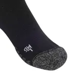 Medias de fútbol Adidas modelo Adi 23, de caña alta, color negro con las tres tiras características en gris en el borde superior y logo de la marca en el lateral. Cuentan con tecnología AEROREADY para absorción de humedad, diseño FORMOTION adaptativo para pie derecho e izquierdo, y refuerzos acolchados en talón y puntera.