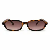 Lentes de sol con armazón rectangular de acetato color beige claro y cristales marrones con protección UV400.