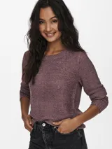 Sweater de punto con cuello redondo y manga larga, de corte regular y textura suave.