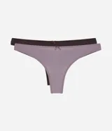 Kit de dos bombachas modelo bikini de algodón con elastano, con cintura elástica fina y detalle de lazo pequeño en el centro.