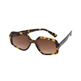 Lentes de sol con armazón de acetato estampado carey y cristales degradados en tono marrón.