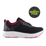 Championes deportivos American Sport Kent, color negro con detalles en rojo y suela blanca. Confeccionados en malla y material sintético, con plantilla de memory foam.