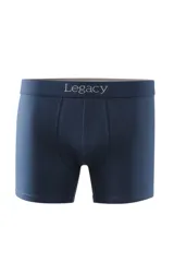 Boxer azul marino de algodón con cintura elástica ancha y logo de la marca estampado en contraste.
