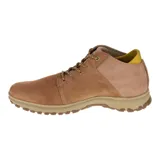 Bota de caña media Caterpillar, confeccionada en cuero nubuck color marrón. Presenta cierre con cordones, cuello acolchado en contraste y suela de goma con tecnología Ease para mayor amortiguación.