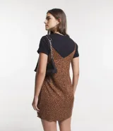 Vestido corto de viscosa con estampado de leopardo, de corte holgado, escote en V y breteles finos. Marca Blue Steel.