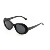 Lentes de sol MDQ modelo Luma Black, con armazón ovalado y grueso de color negro y lentes oscuros.