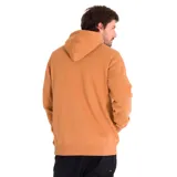 Buzo canguro color marrón claro con capucha ajustable y cordones. Tiene el logo de CAT bordado en el pecho y un bolsillo tipo canguro en la parte delantera.