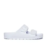 Sandalias blancas ultraligeras, impermeables y cómodas, confeccionadas con materiales veganos y propiedades antibacterianas.