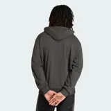 Canguro Adidas de felpa francesa color gris oscuro, con capucha y cordón de ajuste. Presenta estampado frontal con logos de Audi, Revolut y F1 Team, además de las icónicas tres tiras de la marca en color rojo a lo largo de las mangas.