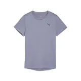 Remera deportiva Puma de entrenamiento con tecnología dryCELL que absorbe la humedad. Presenta un diseño de cuello redondo, mangas cortas y un sutil efecto jaspeado en color lila, con el logo de la marca estampado en el pecho.