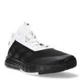 Championes de básquet Adidas Own The Game 2.0, color blanco con detalles en negro, con las tres tiras características de la marca en los laterales.