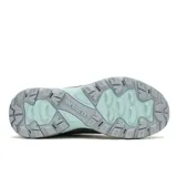 Championes de senderismo Merrell modelo Speed Strike 2 Waterproof, color gris con detalles en verde agua. Presentan una construcción robusta con malla y cuero sintético, membrana impermeable, entresuela de espuma EVA para mayor amortiguación y suela de goma con tacos para tracción en terrenos irregulares.