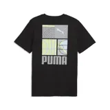 Remera de algodón color negro, de corte clásico y manga corta, con logo de la marca Puma estampado en el pecho.