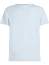 Remera celeste de algodón con cuello redondo y logo monograma TH bordado en el pecho.