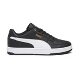 Championes Puma Caven 2.0 unisex, color negro con detalles en blanco y dorado. Inspirados en el calzado de baloncesto de los años 80, combinan comodidad y estilo deportivo.