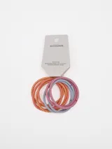 Pack de coleros para el pelo de diseño elástico, con patrón de rayas y colores variados.