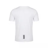 Remera Emporio Armani EA7 de manga corta y cuello redondo, color beige, con pequeño logotipo impreso en el pecho.