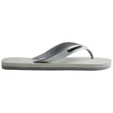 Ojotas Havaianas Dual negras con tiras grises y logo de la marca en blanco.