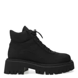 Botas de caña media color negro, acordonadas, con suela track y plataforma.