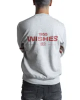 Buzo de felpa color negro con cuello redondo y diseño estampado en el pecho que incluye una estrella y texto decorativo.