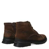 Botas de cuero negro con cordones, diseño acordonado y suela de goma robusta con relieve.