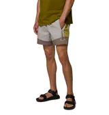 Short Columbia Riptide Retro Short de hombre, color gris con paneles inferiores en marrón y detalles en verde oliva. Cuenta con tecnología Omni-SHIELD™ de repelencia al agua y manchas, cintura elástica con cordón ajustable y bolsillos con cremallera.