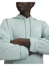 Buzo con capucha Under Armour Icon Fleece color verde menta, con bolsillo tipo canguro delantero y cordones ajustables.