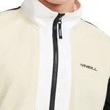 Buzo de polar O'Neill con cierre frontal parcial, cuello alto y diseño de bloques de color en negro y beige. Cuenta con logo de la marca estampado en el pecho.