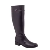 Bota de caña alta Bottero, color negro, con diseño clásico, punta redondeada, taco bajo y detalle de tira con hebilla metálica en la parte superior de la caña.