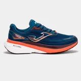 Championes de running Joma modelo Super Cross, color azul oscuro con detalles en naranja y marrón. Presentan una suela gruesa con tecnología REACTIVBALL en la parte del talón.