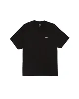 Remera de algodón negra de corte clásico, con cuello redondo y logo de la marca estampado en pequeño en el pecho.