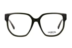 Armazón de anteojos de receta Lancel, modelo 90090, con diseño de marco completo en color verde oscuro y forma geométrica redondeada.