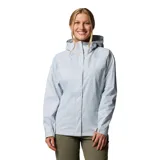 Campera impermeable Columbia modelo Arcadia II, de color celeste, con capucha ajustable, cierre frontal con solapa y bolsillos con cremallera. Incorpora tecnología Omni-Tech.
