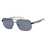 Lentes de sol estilo aviador de la marca Caterpillar, con marco de metal negro y doble puente. Presentan patillas de doble inyección con detalles en goma y lentes polarizadas con protección UVA+B.
