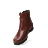 Bota de caña baja marca Bottero, confeccionada en cuero color marrón, con cierre lateral y suela de goma con relieve.