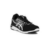 Championes de running Asics Gel-Kamo Go para mujer, color negro con detalles en blanco y líneas geométricas en los laterales.