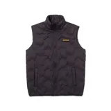 Chaleco acolchado Caterpillar color negro, con cuello alto, cierre frontal y parche de logo en el pecho. Cuenta con bolsillos laterales y diseño resistente al agua.