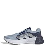 Championes de running Adidas modelo Questar 2, color celeste con detalles en azul marino y plateado. Presentan mediasuela con tecnología Bounce para mayor amortiguación y parte superior de malla transpirable.
